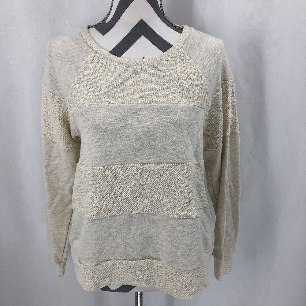 Everleigh Tonal Stripe French Terry Sweatshirt in Oatmeal BE20354 Medium NWT